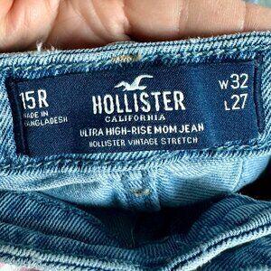 Hollister Ultra High-rise Mom Jean W/printed Happy Faces Deconstructed